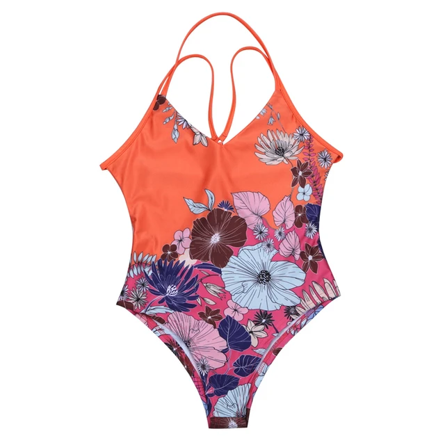 One Piece Sexy Women Summer Swimming Wear Floral Printed Ladies Hot One