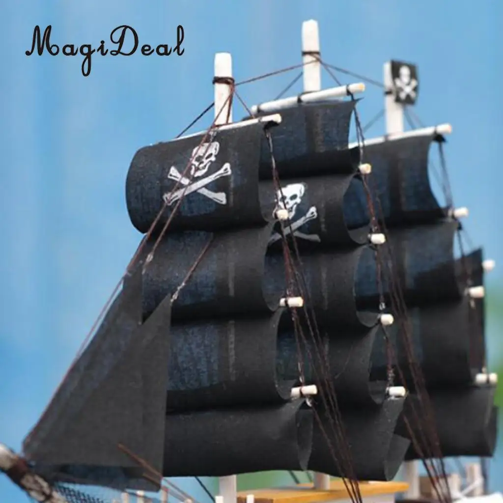 Wooden Small Sailboat Pirate Ship Home Model Boat Nautical Office Desk Bookstore Theme Party Decor Children Kids Birthday Gift