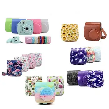 

50pcs/lot Instax Mini Camera Case Bag PU Leather Cover with Shoulder Strap For Instax Mini 9 Mini 8 Mini 8+ Instant Film Cameras