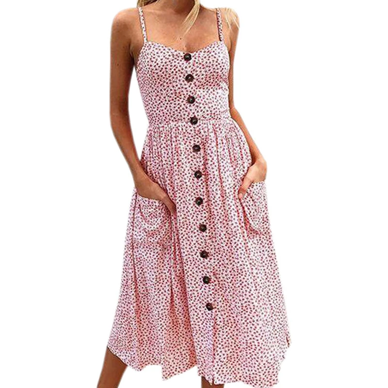 Boho Beach Summer Dress Prairie Chic Women Clothes Sexy Spaghetti Strap