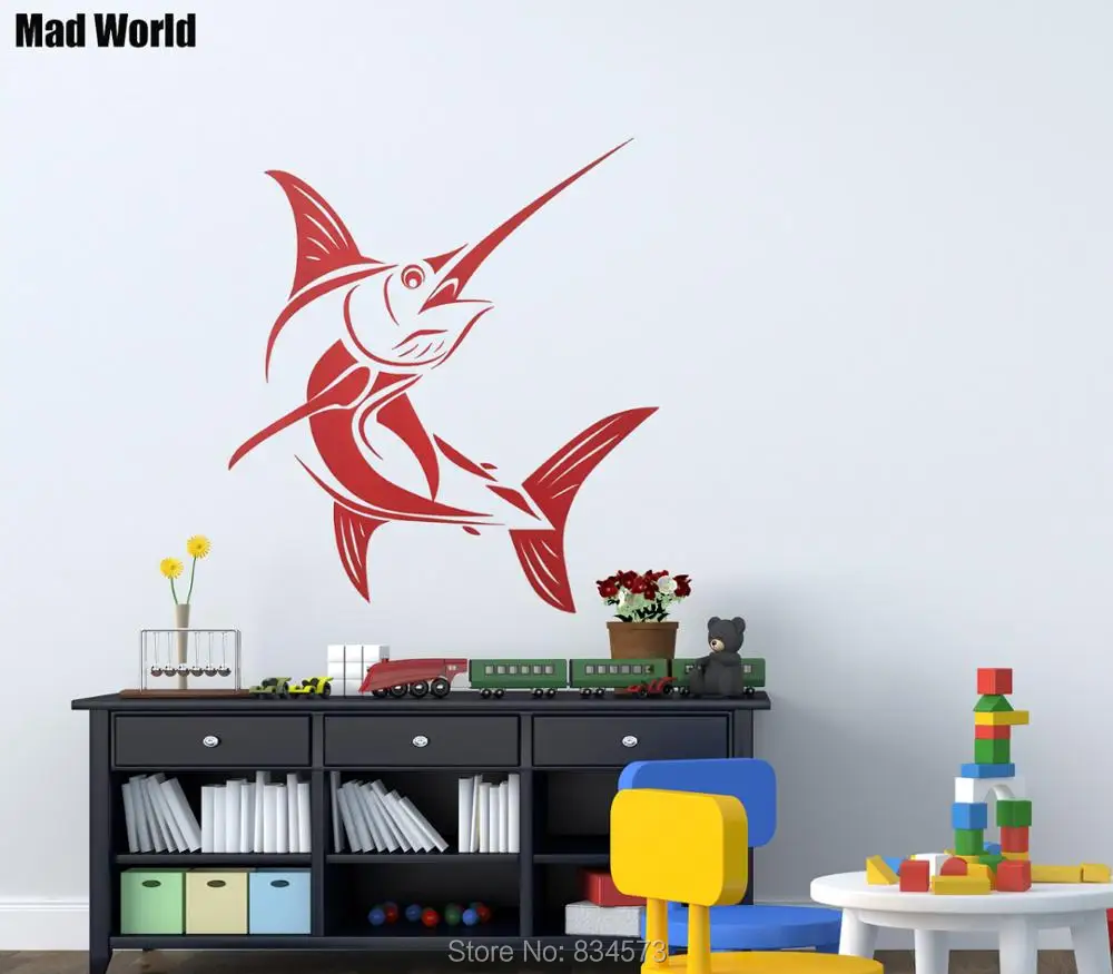 Mad World MARLIN SALTWATER FISH FISHING Wall Art Stickers Wall Decal
