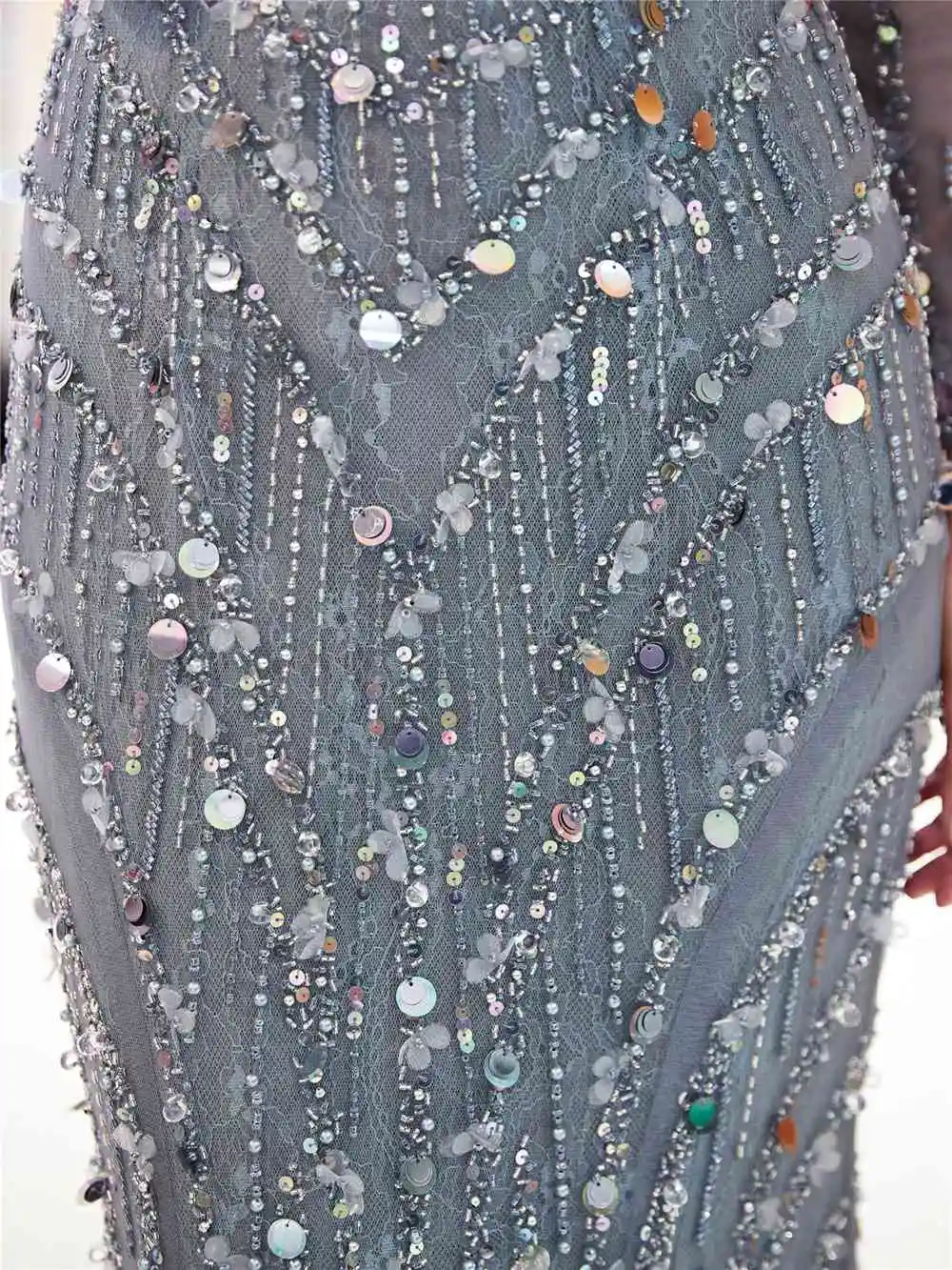 CEEWHY Sequinated Русалка платье с длинным рукавом Роскошные вечерние платья из бисера кружево Элегантные вечерние платья плюс размеры халат de Soiree
