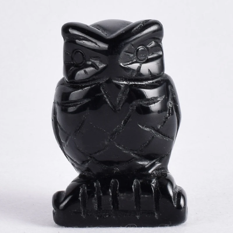 

Natural obsidian Owl Figurines 2 inch Miniatures handmade Mini Animal Statue Healing crystal stone home decoration accessories