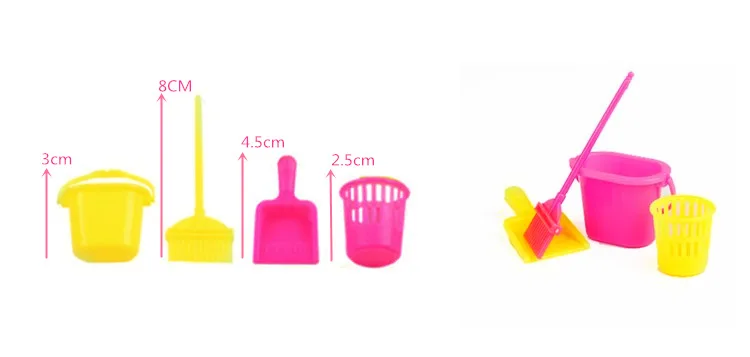 NK 4 قطعة/المجموعة الأميرة إكسسوارات دمي الأثاث مضحك لعب الدمى تنظيف كيت ل دمى باربي أداة التنظيف المنزلية لعب اطفال