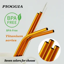 Красочные 304 нержавеющей стали соломинки многократного использования прямая изогнутая металлическая трубочка для напитков с чистящей щеткой набор вечерние аксессуары для бара