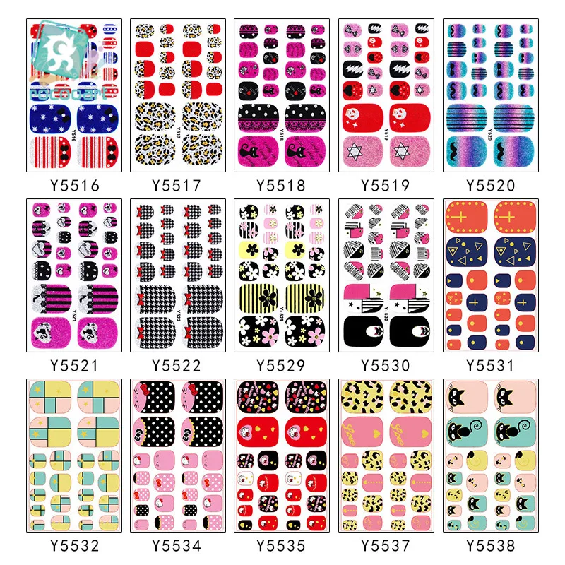 Оптовая продажа Y55 Series 10pcs Toenails полные обертки самоклеящаяся фольга для ногтей