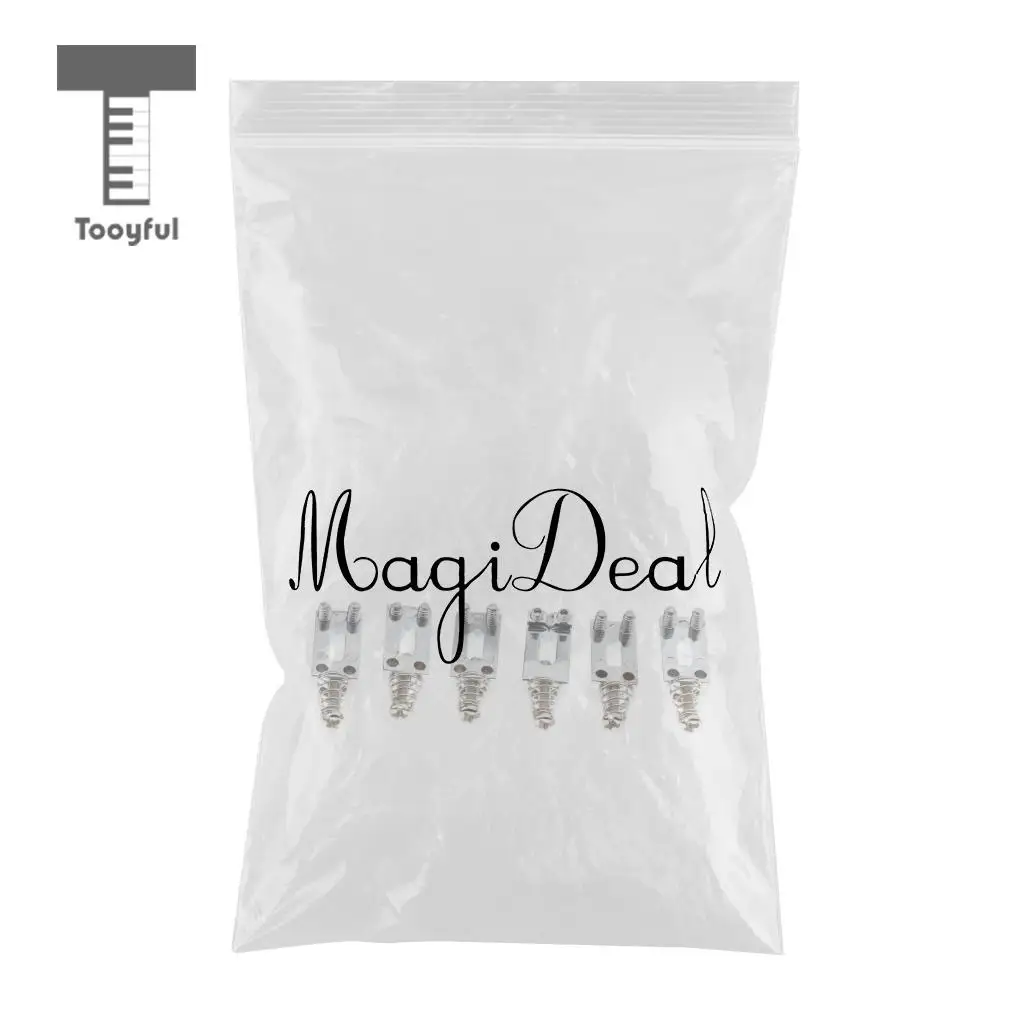 Tooyful 6Pcs Zinc Alloy Material Guitar Roller Bridge Saddles Nut Silver Strat Tremolo Trem Bridge for Acoustic Guitar
