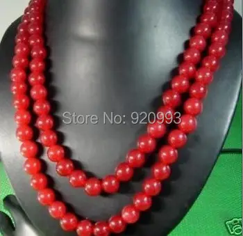 

Wholesale&FREE P&P****Long 50" 8mm Natural stone Red natural Round Beads Necklace