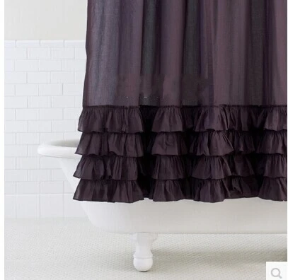 

KINGART New Arrival Fashion plain deep purple shower curtain Handmade ruffle terylene thickening waterproof bath curtains