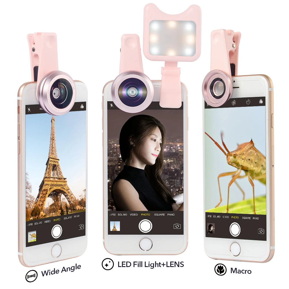 APEXEL, селфи-объектив для телефона, светодиодный фонарик, портативный, универсальный, селфи-лампа, обновленная, макро, широкоугольные линзы, селфи-лампа для iphone