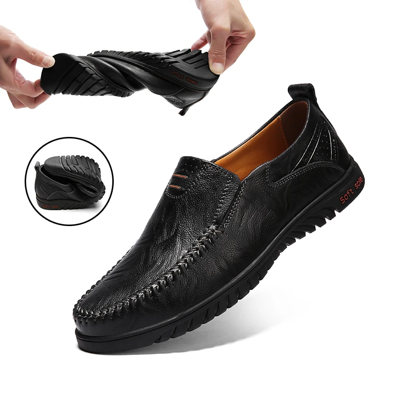Большие размеры 46, 47, мужская обувь из натуральной кожи Черные слипоны лоферы из натуральной кожи мужские мокасины обувь итальянского дизайнера