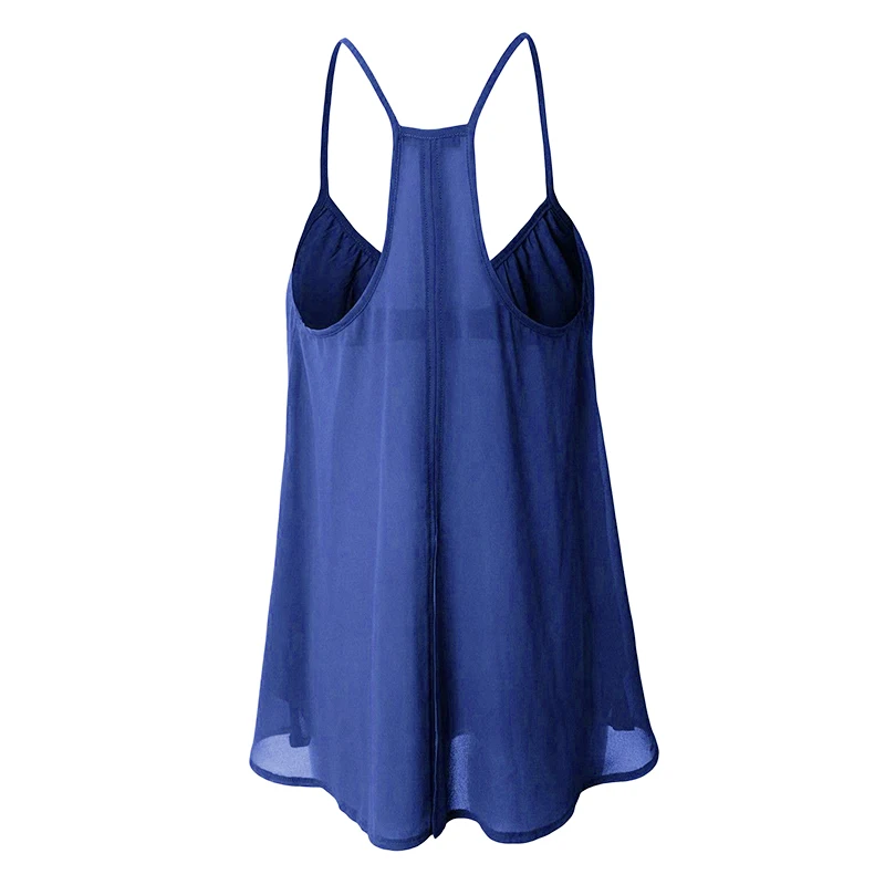 2019 Fashion Brand Women's Chiffon Blouse Summer Sleeveless Strappy Shirt Solid Casual blouse Plus Size Female Top Swing Vest