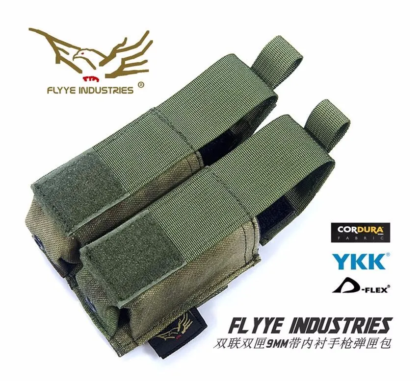 FLYYE MOLLE двойной 9 мм Пистолет подсумок Ver. hp двойная кассета выстроились CORDURA PH-P008