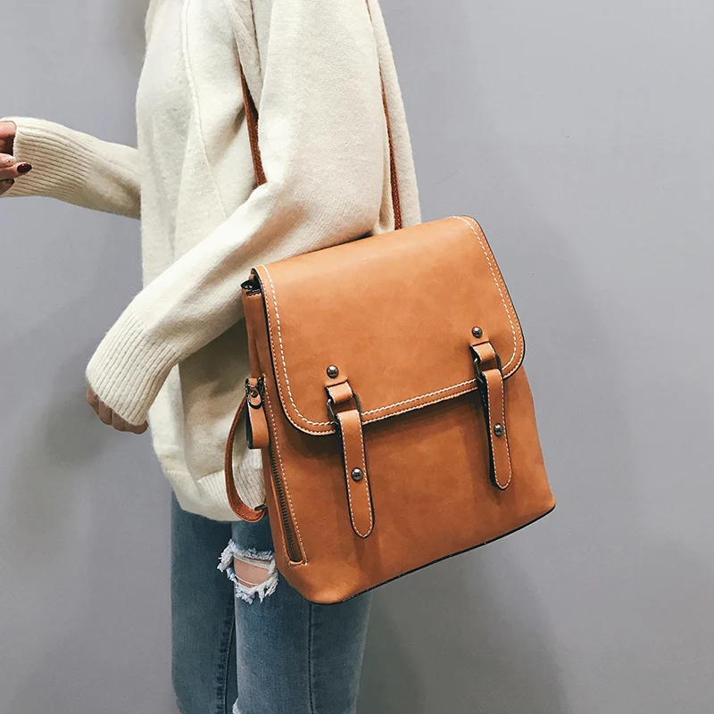 

2019 New Women Leather Backpacks Female School Bags for Girls Rucksack Small Double Shoulder Bagpack Mochila Feminina