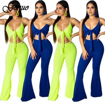 

Genuo New Sexy V neck Cami Wide Legs Jumpsuit Women Sleeveless Bodycon Party Rompers Female Casual Summer Jumpsuits