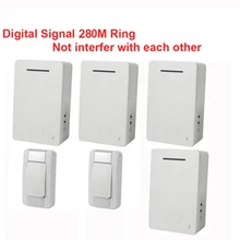 D28 от 2 до 4 лет, беспроводной дверной звонок наборы w/2 излучатель+ 4-мя приемниками и мощность АА дверной звонок на батарейках Водонепроницаемый перезвон дверной кольцо цифрового сигнала