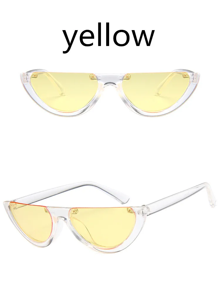 ASUOP2018 new retro cat eye ladies sunglasses men classic sunglasses half-round triangle fashion glasses color popular UV400 gog (9)