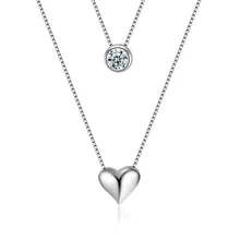 Любовь в форме сердца S925 двойной слой геометрические формы, кулон, ожерелье для женщин Bijoux эффектное ожерелье вечерние ювелирные изделия