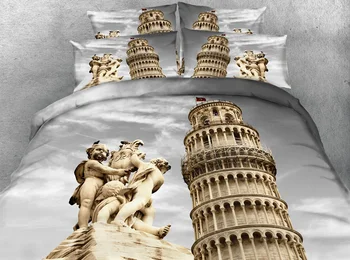 

JF-122 HD Digital Print the Leaning Tower of Pisa Torre di Pisa bedding sets king size 3D bed linen queen duvet cover sheets