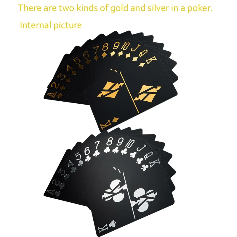 100% Plastic Cards Poker Gold Foil Plated Poker Black Playing Cards Waterproof PVC Magic Plastic Cards Baralho Deck Gambling 100% Plastic Cards Poker Gold Foil Plated Poker Black Playing Cards Waterproof PVC Magic Plastic Cards Baralho Deck Gambling