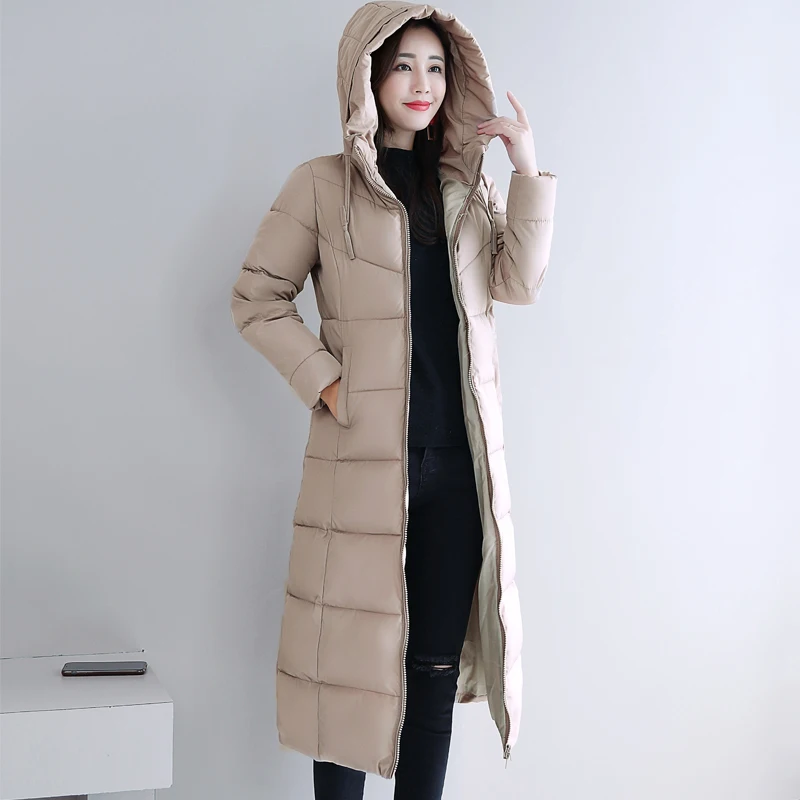 Большие размеры 6XL куртки модное женское зимнее пальто Длинная тонкая теплая куртка с хлопковой подкладкой верхняя одежда парки