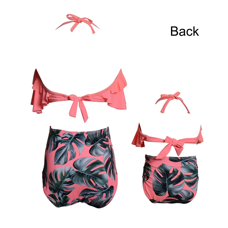 

Newly Parent-child Printing High Waist Swimsuit Ruffle Bikini Set for Mother Daughter BF88