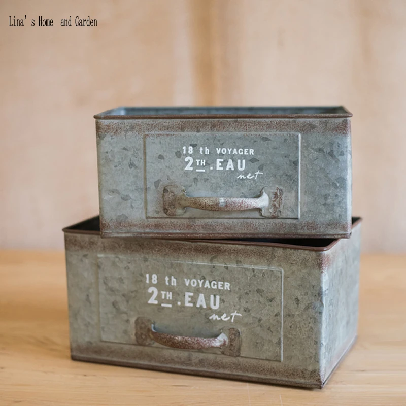 

vintage shabby chic rectangle galvanized zinc drawer planter box