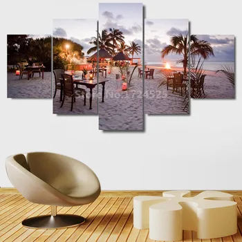 

2017 Unframed 5 Pieces Maple Leaf Canvas Painting Prints Sea View Pictures Wall Art Home Decor For Living Room In Cheap Price
