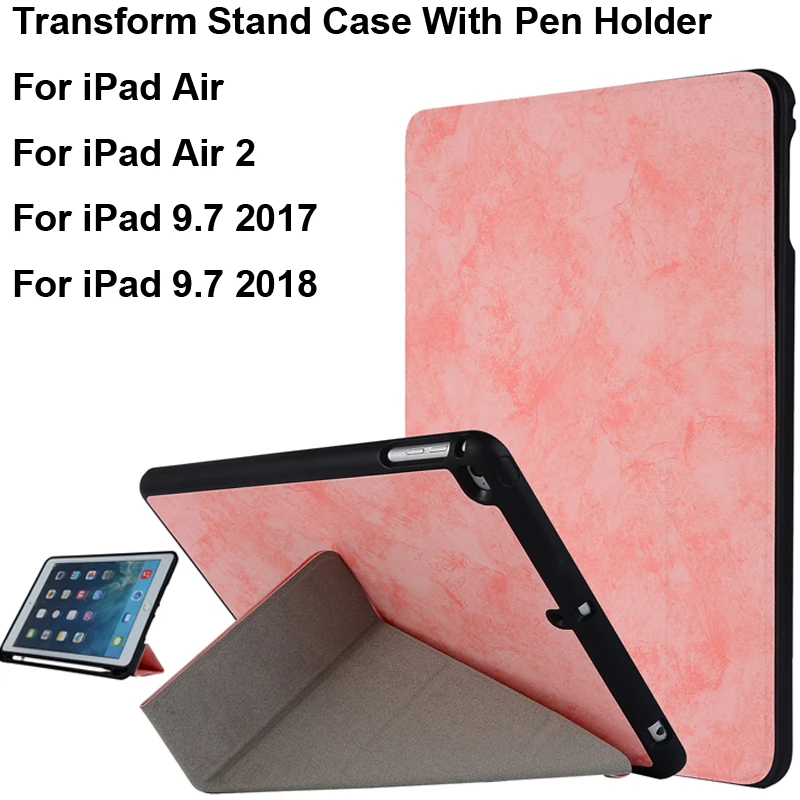 

Transform Stand Case for ipad 9.7 inch 2017 2018 Protector Shell Silicone Cover for ipad air 2 Sleeve Pouch With Pen Pencil Tray
