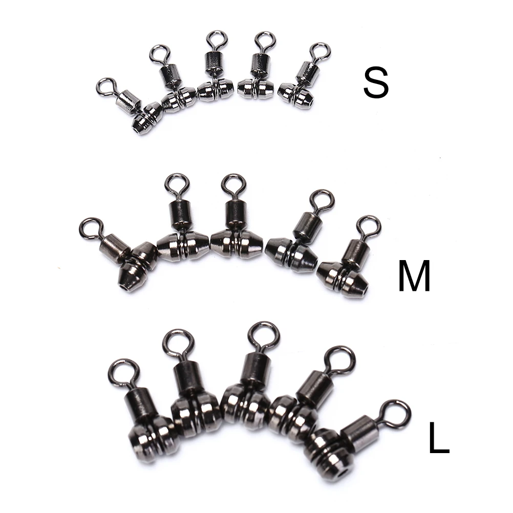 

10PCS New Ball Bearing Barrel Fishing Rolling Swivel Stainless Steel Connector Solid Ring Wholesale