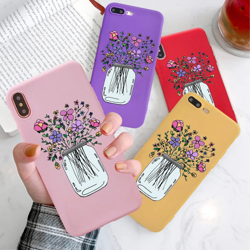 JAMULAR INS Стильный чехол с цветочным рисунком для iPhone XS MAX XR X 7 8 6s Plus мультяшный