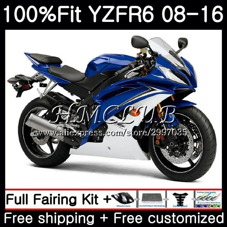 Инъекций для YAMAHA YZF R 6 R6 2008 2009 2010 2011 2012 17HC. 0 YZF 600 YZF-R6 YZF600 YZFR6 08 09 10 11 12 обтекатель синий белый