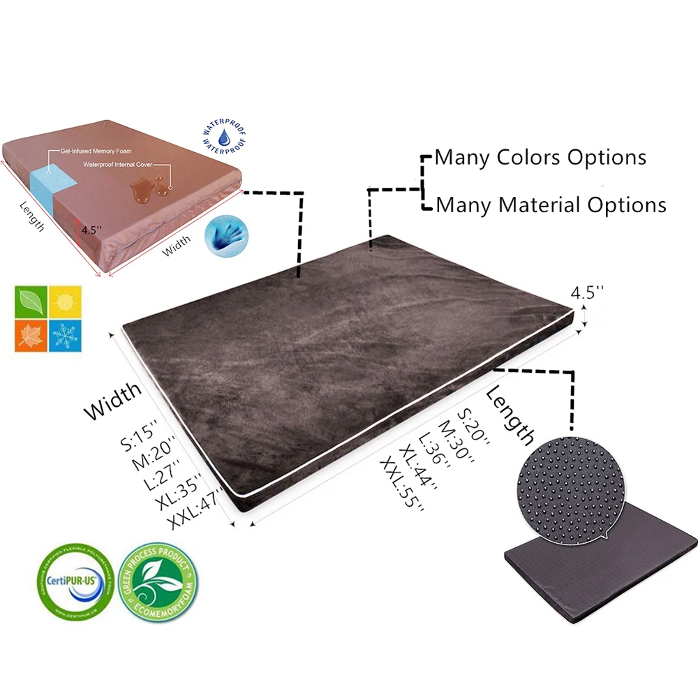

2019 New Pets House Memory Foam Dog Bed Cats Mat CertiPUR-US Certified With Removable Zippered Cover For Small Medium Large Dogs