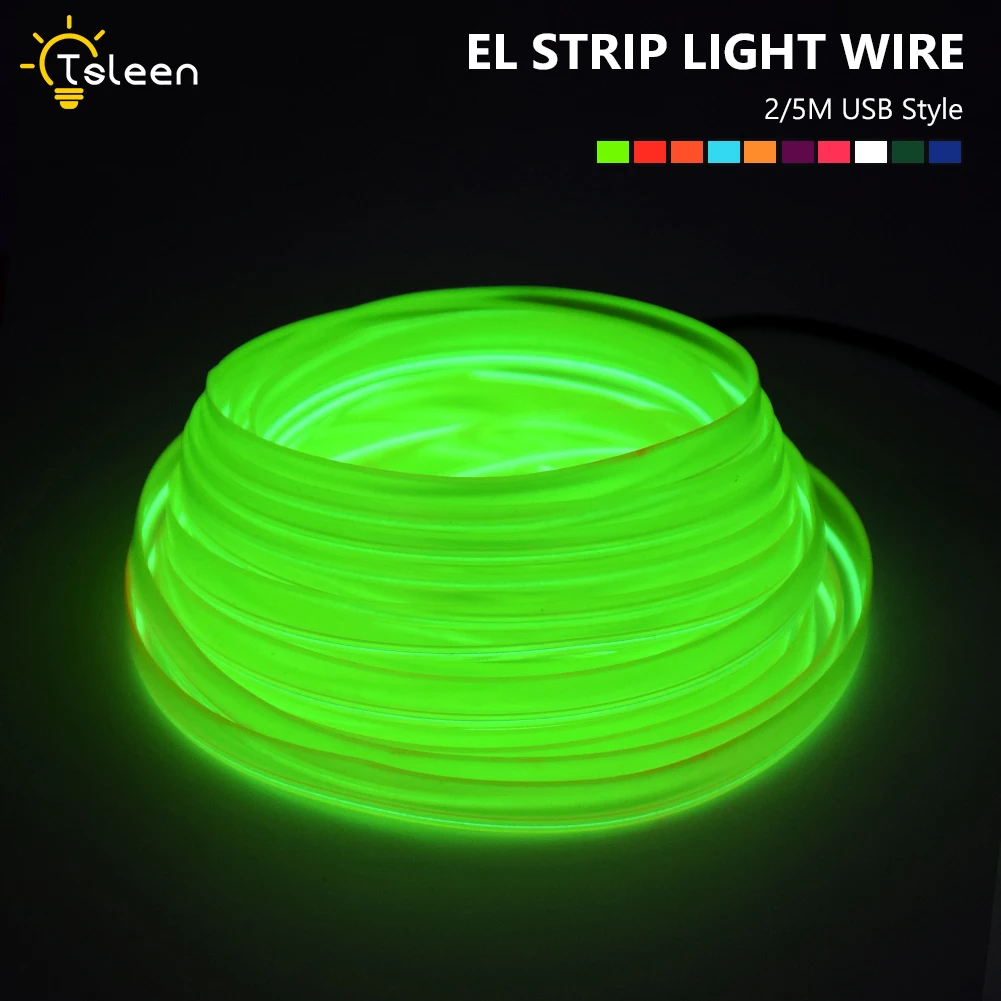 

2M/5M Neon Light EL Wire 4 Modes 10 Colors LED Strip Light with Controller For Car Dance Party Bike Decoration Lighting