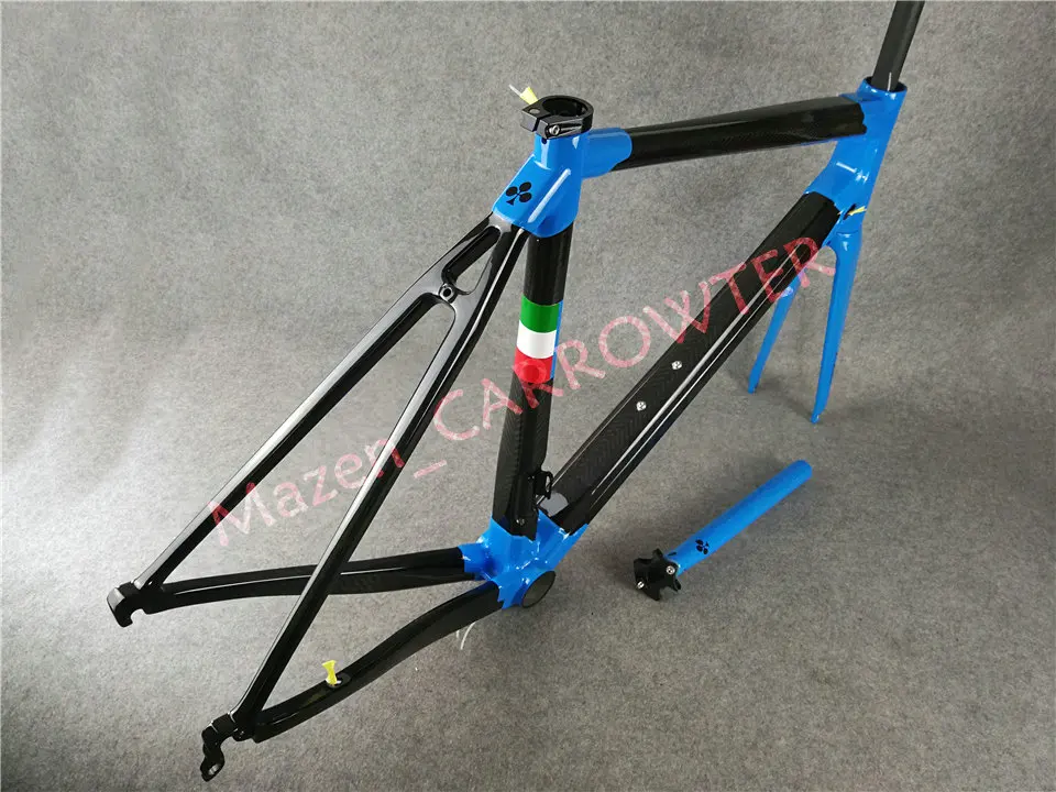 Clearance CARROWTER T1000 3K Glossy/Matte Blue-Black Colnago C60 carbon road frame bicycle Frameset With BB386 XS/S/M/L/XL 16