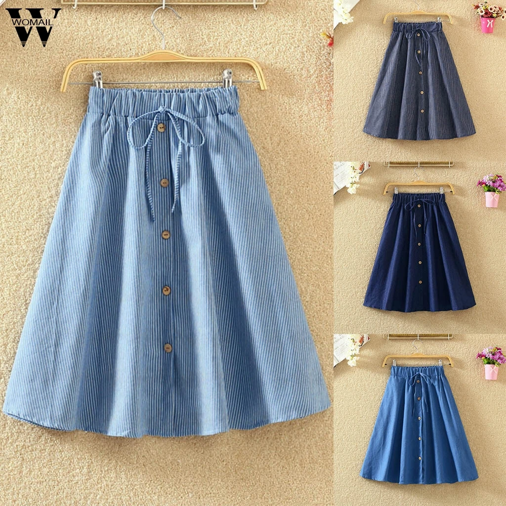 

Womail Skirt Ladies Skirts Summer Womens Casual Vintage High Waist Solid Skirts Ladies Long A-Line Skirt 2019 May31