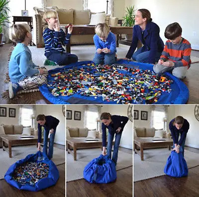 Portable Kids Toy Storage Bag and Play Mat font b Lego b font Toys Organizer Bin