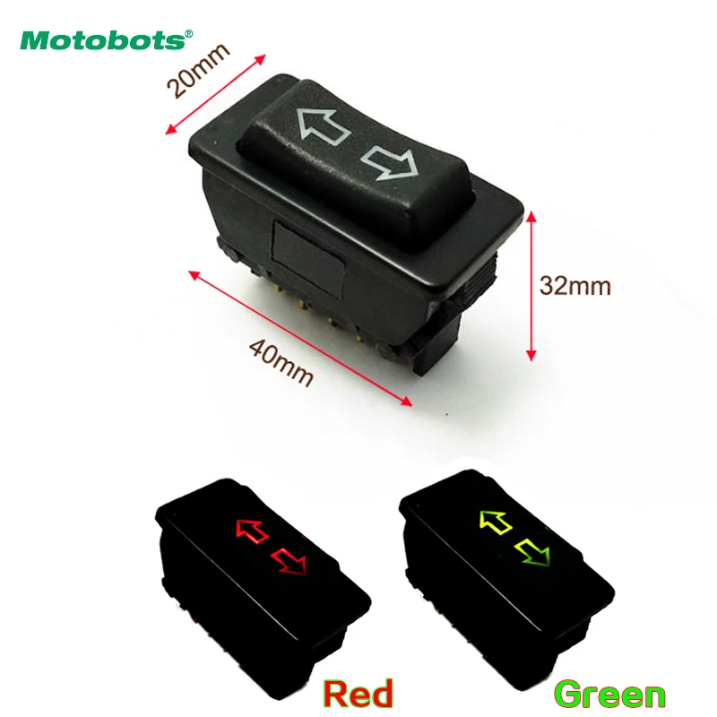 

MOTOBOTS 30Pcs Green/Red Universal Double Arrow 5pins Car Power Window Switch 12V/24V 20A With illumination indicator #CA4494