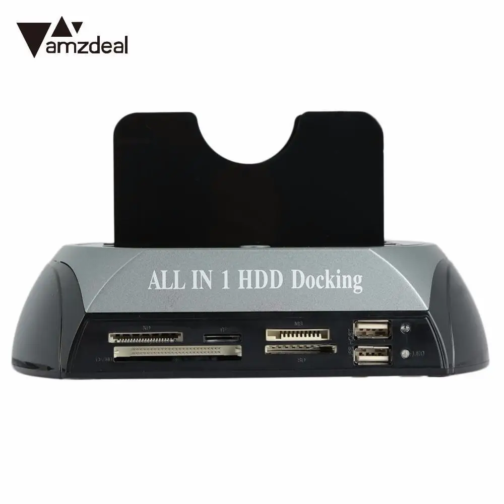 

AMZDEAL HDD Docking Station Hard Drive Enclosure SATA/IDE Multifunctional with LED Indicator Dual Slot Card Reader for Laptop