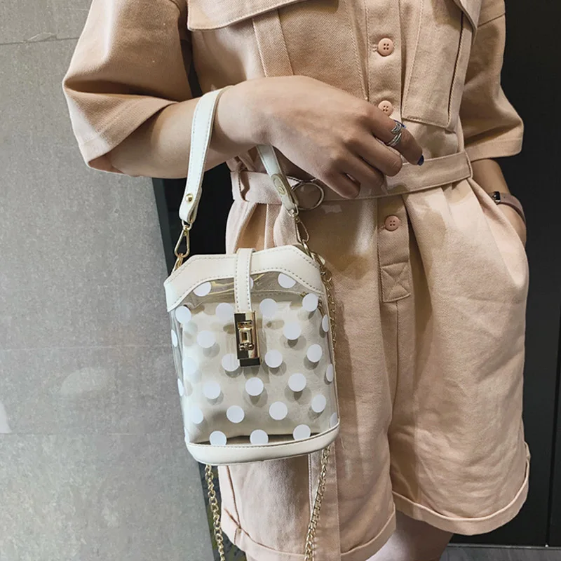 

2pcs Bags Transparent Golden Chain Strap Single Shoulder Bag Handbag for Women MSJ99