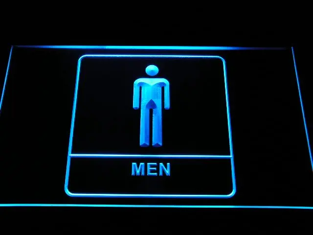 LED Neon Light Signs Rectangle Acrylic Toilet Washrooms Restrooms Display 