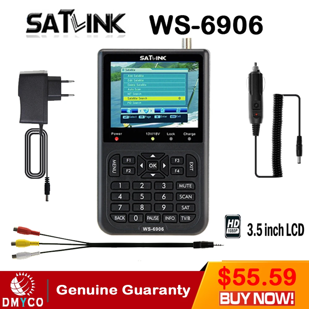 

New Satlink WS-6906 satellite finder 3.5 inch display DVB-S FTA digital satellite meter Satellite Signal TV finder fast shipping
