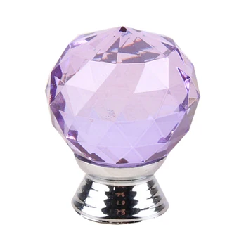 

1 x 30MM Crystal Glass Round Door Knob Cabinet Drawer Wardrobe Pull Handle Purple