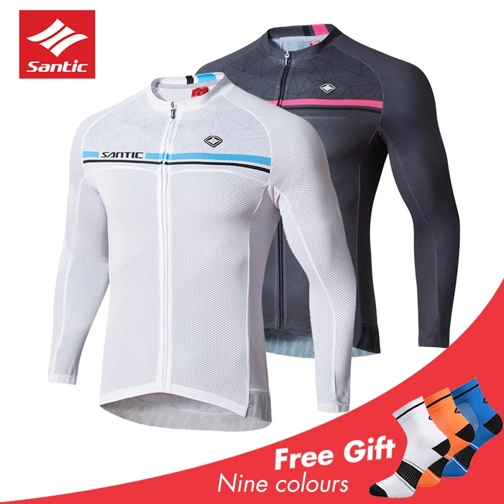 

Santic Cycling Jerseys Bike Clothing Long Sleeves Men Jersey MTB Bicycle Sportwear Outdoor Breathable maillot ciclismo 2019 New