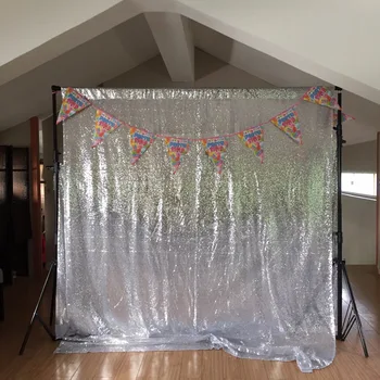 

8ft/2.4m seamless silver small sequin backdrop curtain with pole pocket on top glitter sequin photo booth backdrop for wedding
