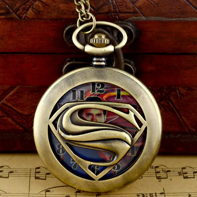 fashion Superman Hollow Quarts Vintage Retro Pocket Watch with Chain hot selling fashion Superman Hollow Quarts Vintage Retro Pocket Watch with Chain hot selling