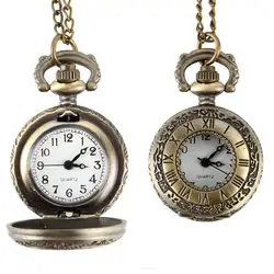 Модные Винтажные карманные часы из сплава в римском стиле с двойным дисплеем часы ожерелье часы на ремешке с цепочкой подарки на день