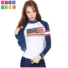 Gsou снег бренд пляжные рубашки для женщин купальники Топы с длинным рукавом купальный костюм рубашки быстросохнущая Солнцезащитная Женская одежда для дайвинга