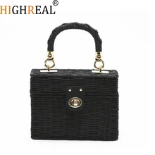 Beach Bags Box Rattan Bag Women Chians Straw Bag Small Bohemian Handbags Summer 2018 New Vintage Handmade Black Color E49