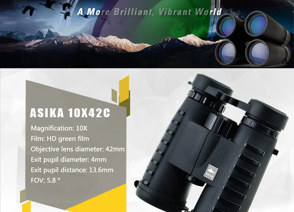 Бинокль Asika 10x42, телескоп, Открытый военный Стандартный класс, мощный низкий светильник, бинокль ночного видения, HD